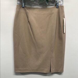 NWT Sharagano Noir Camel Lined Skirt Front Side Slit 4